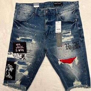 Smoke Rise Men's Delancy Shorts - Blue Wash - Slim Fit - Size 36